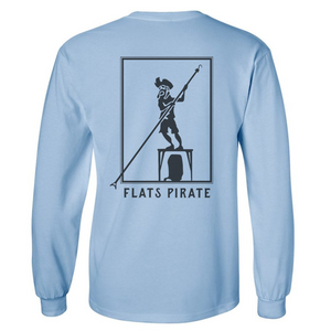 Blue 'Polling Pirate' T-shirt Long Sleeve - Flats Pirate Fishing Apparel