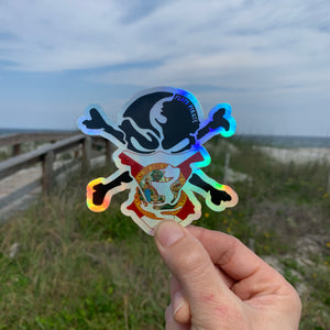 Florida Flag Buff Holographic Sticker - Flats Pirate Fishing Apparel