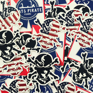 American Flag Skull Sticker - Flats Pirate Fishing Apparel