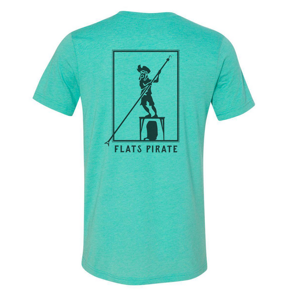 Sea Green 'Polling Pirate' T-shirt - Flats Pirate Fishing Apparel