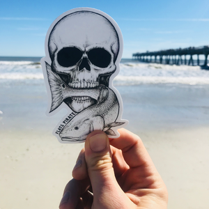 Skull Redfish Sticker - Flats Pirate Fishing Apparel