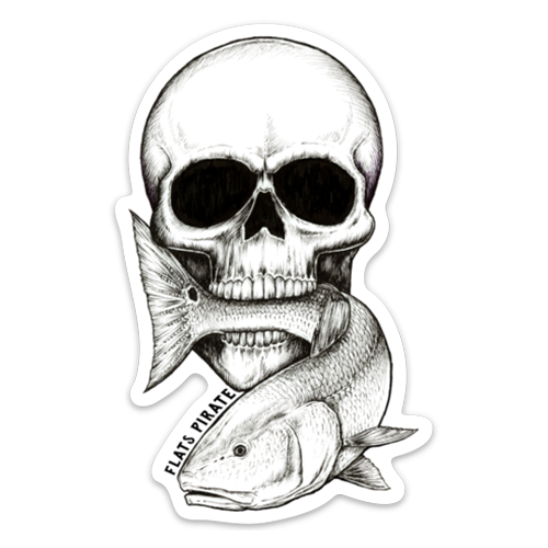 Skull Redfish Sticker - Flats Pirate Fishing Apparel