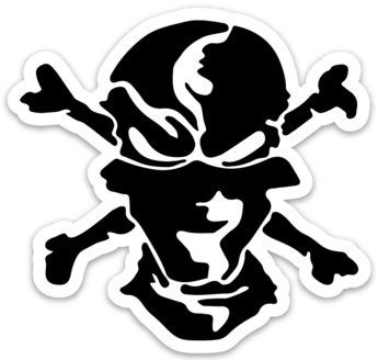 Black Flats Pirate Skull Sticker - Flats Pirate Fishing Apparel
