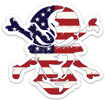 American Flag Skull Sticker - Flats Pirate Fishing Apparel