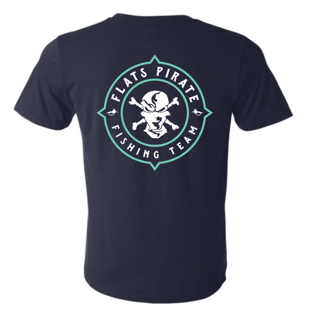 Navy 'Compass' T-shirt | Flats Pirate Fishing Apparel