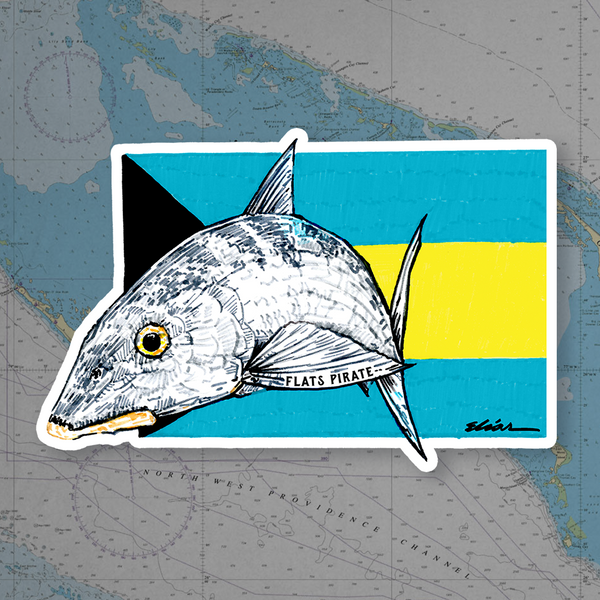Bahamas Bonefish Flag Sticker - Flats Pirate Fishing Apparel