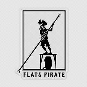 Polling Pirate Clear Sticker Black - Flats Pirate Fishing Apparel