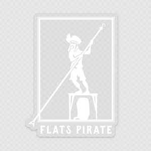 Polling Pirate Clear Sticker White - Flats Pirate Fishing Apparel