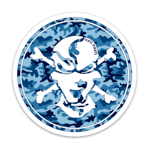 Water Camouflage Skull Sticker - Flats Pirate Fishing Apparel